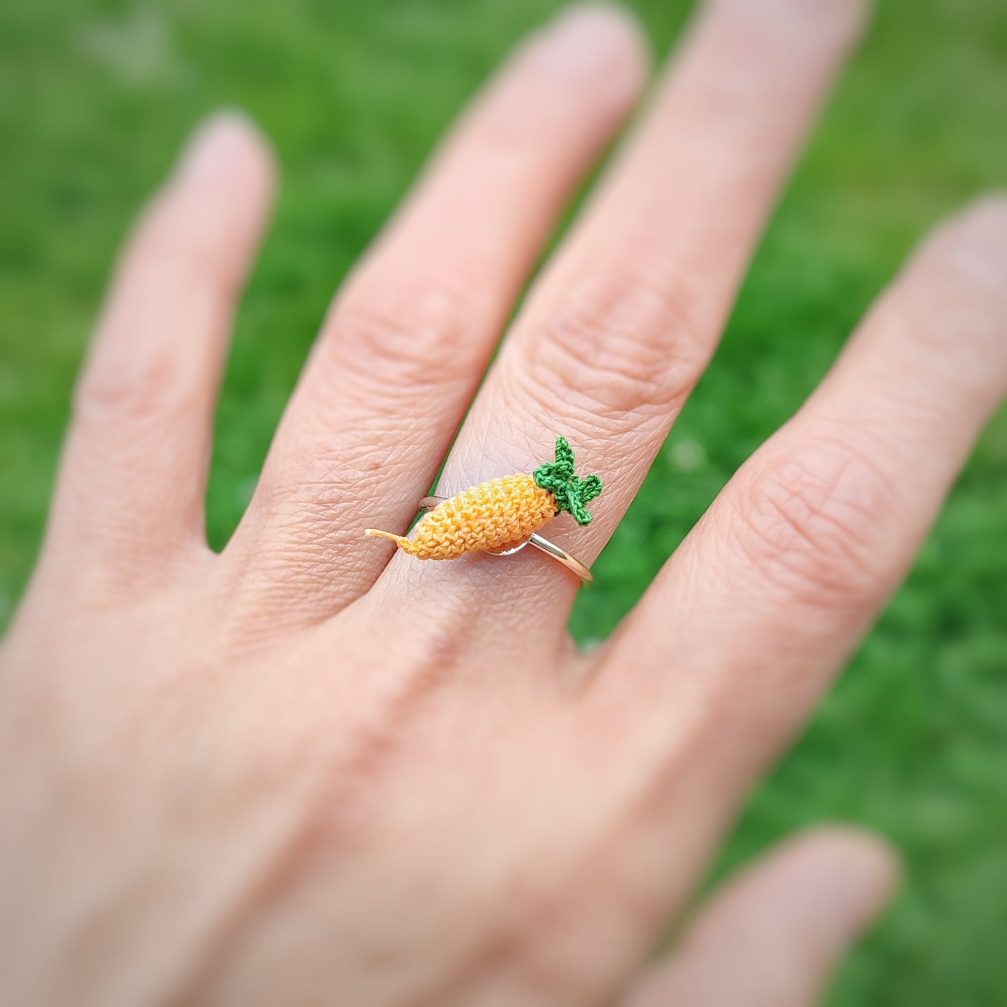 Bague en crochet fait main carotte
