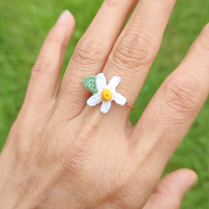 Bague en crochet fait main fleur