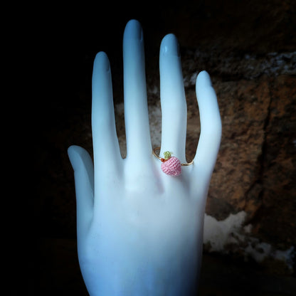 Bague en crochet fait main peche
