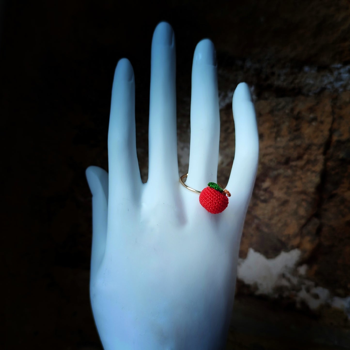 Bague en crochet fait main pomme