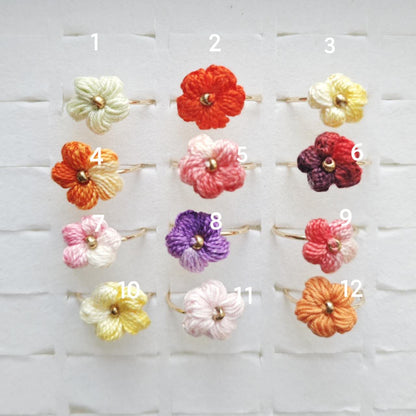 Bague au Crochet Fleurs