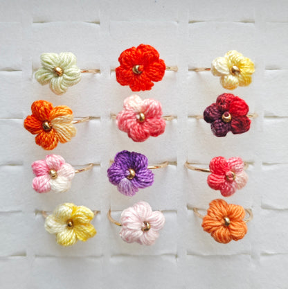 Bague au Crochet Fleurs
