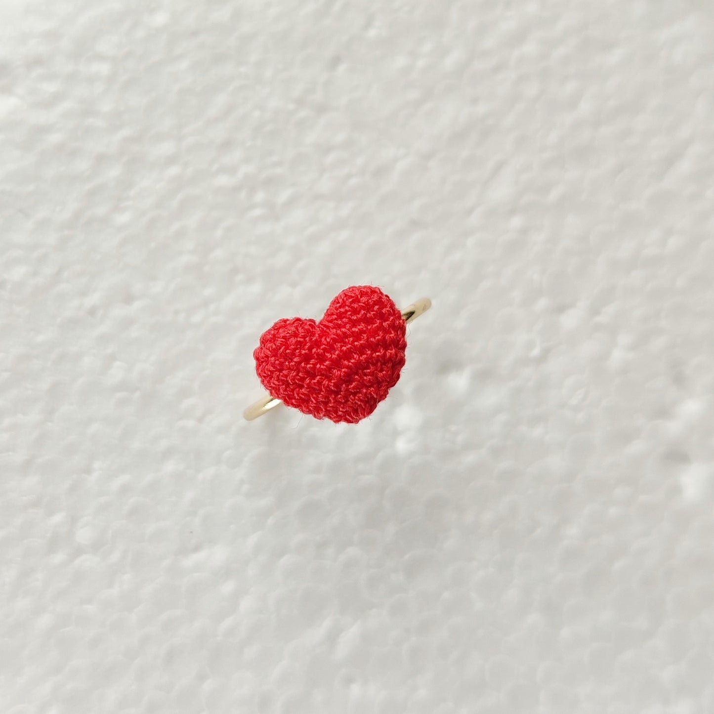 Bague en crochet cœur - Rouge / Noir