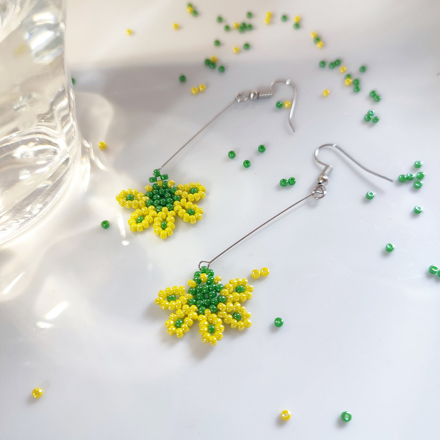 Boucles d'oreilles pendantes en perles Miyuki jaune, parfaites pour l'été