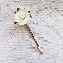 Charger l&#39;image dans la galerie, épingle à cheveux blanc, Épinglette de rose
