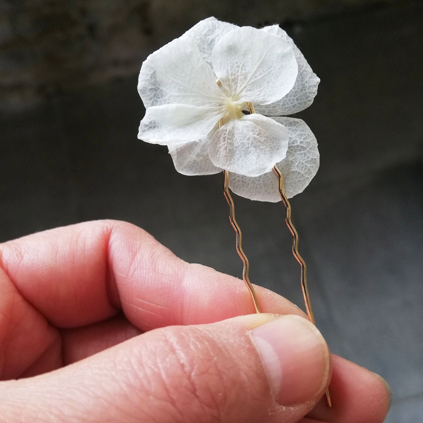 Epingle à cheveux fleurs stabilisées coloris crème