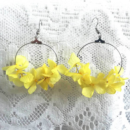 Boucle d'oreilles fleurs stabilisées jaune