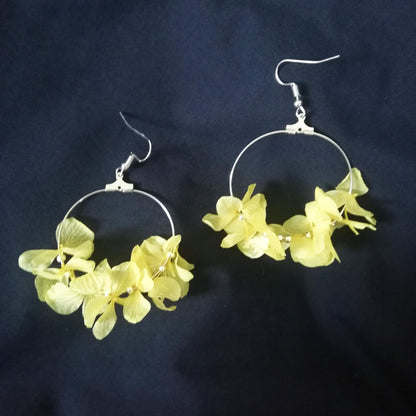 Boucle d'oreilles fleurs stabilisées jaune