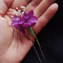 Charger l&#39;image dans la galerie, Lot de 3 épingles à cheveux en fleurs violet
