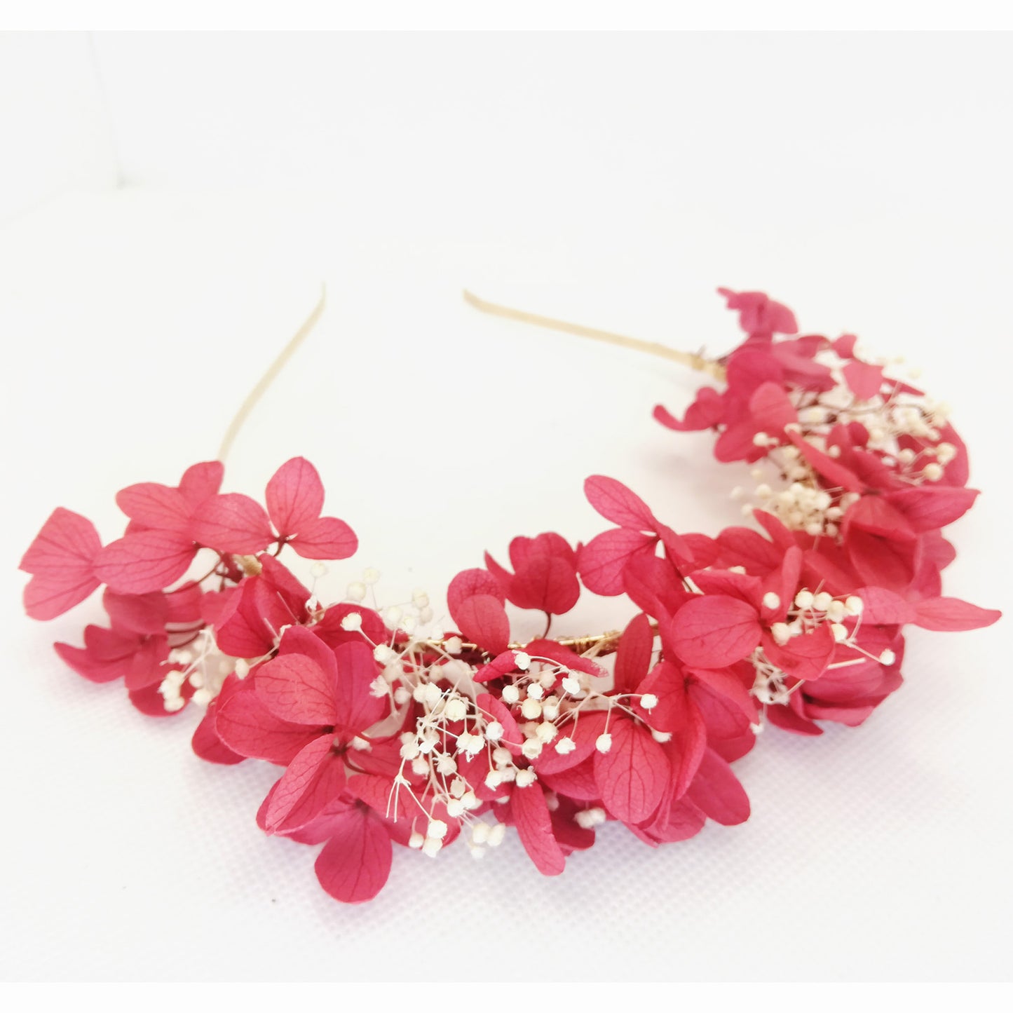Couronne de fleurs stabilisées rouges pour demoiselles