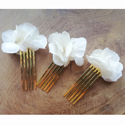 Peigne à cheveux de fleur stabilisé blanc