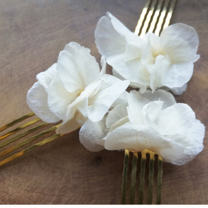 Peigne à cheveux de fleur stabilisé blanc