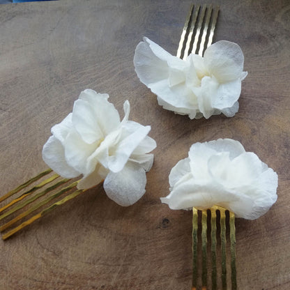 Peigne à cheveux de fleur stabilisé blanc