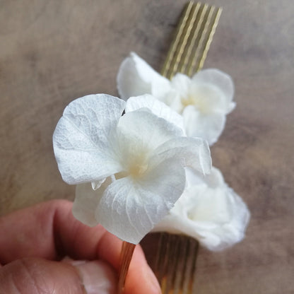 Peigne à cheveux de fleur stabilisé blanc