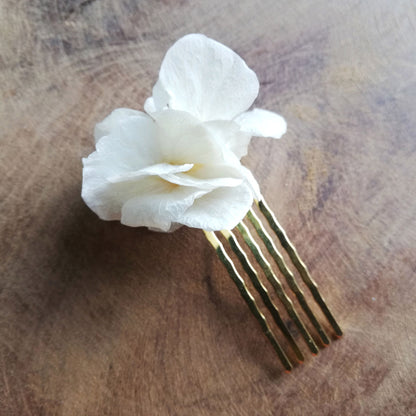 Peigne à cheveux de fleur stabilisé blanc