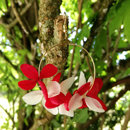 Boucle d'oreilles fleurs stabilisées rouge