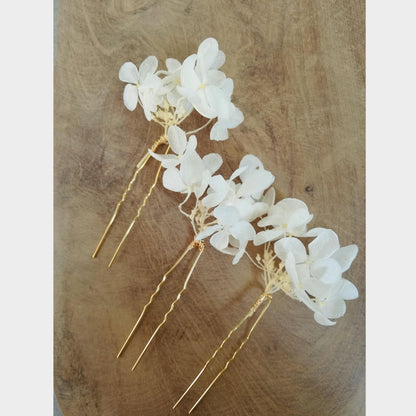 Épingle en fleurs stabilisées blanc