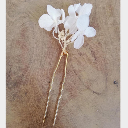 Épingle en fleurs stabilisées blanc