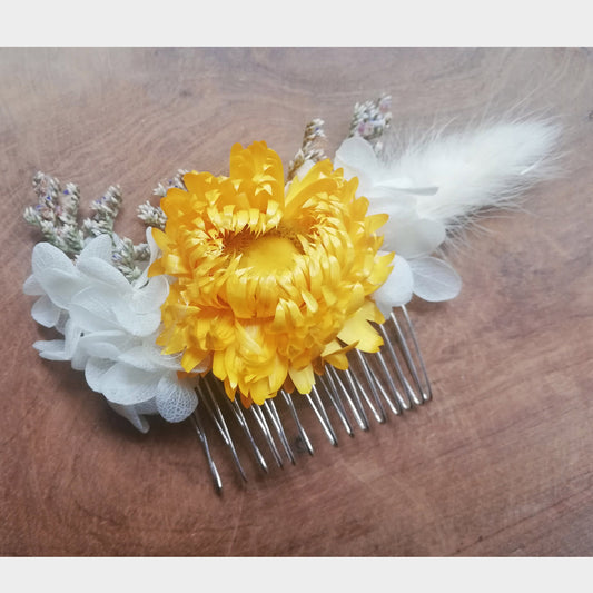 Peigne en fleur jaune