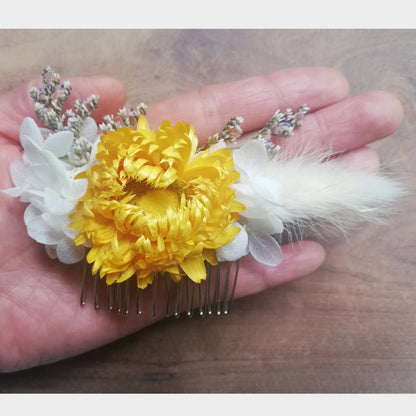 Peigne en fleur jaune