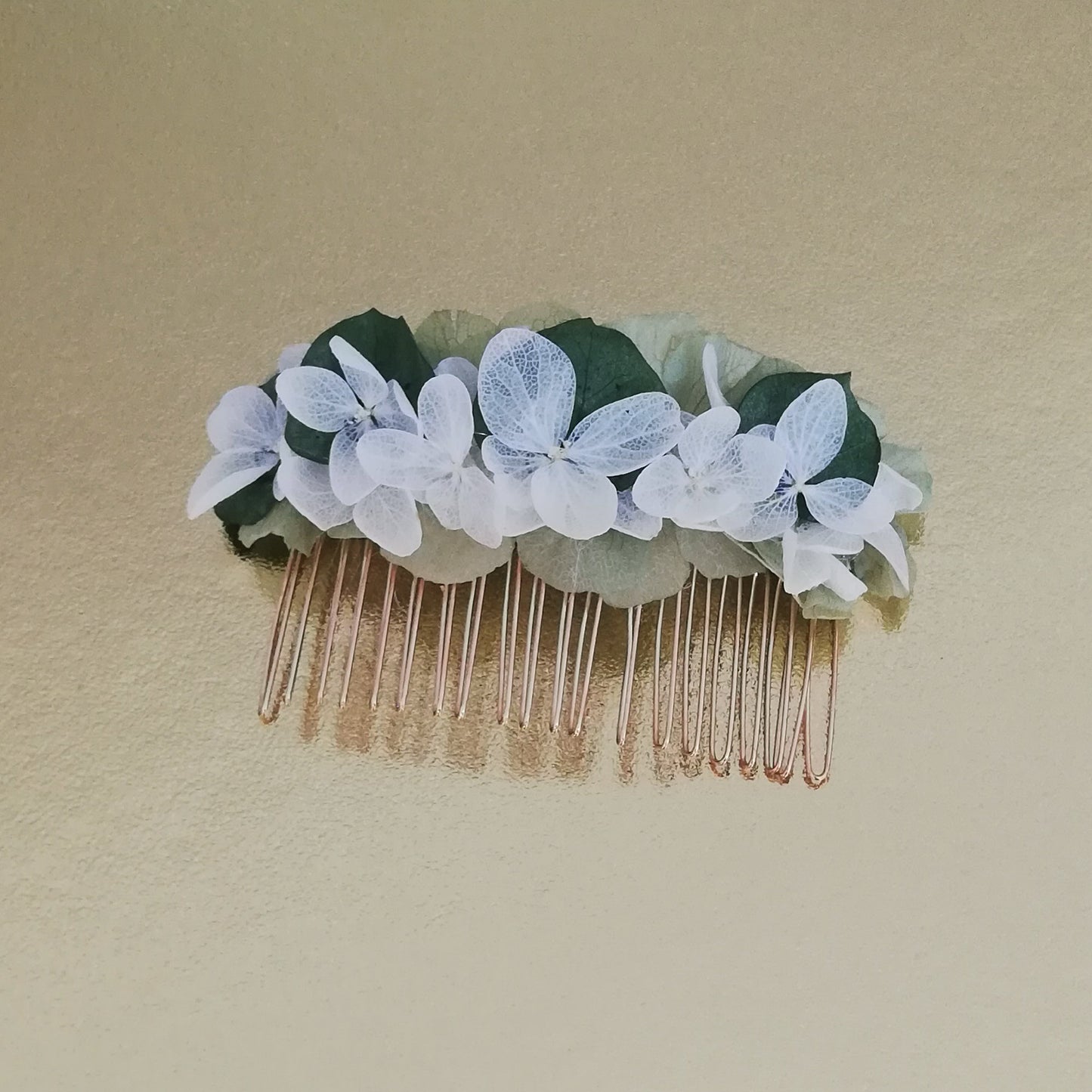 Peigne en fleur vert et blanc