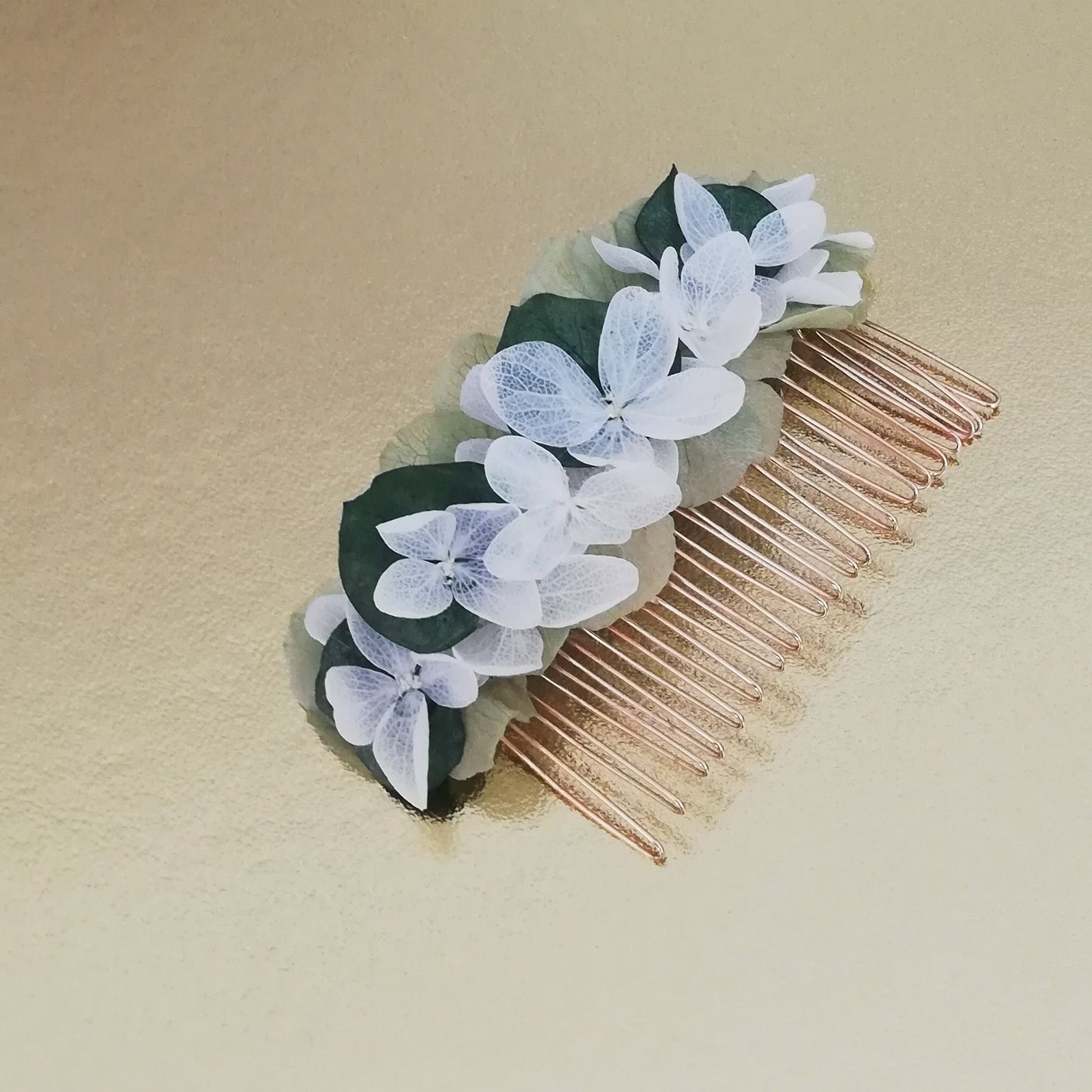 Peigne en fleur vert et blanc