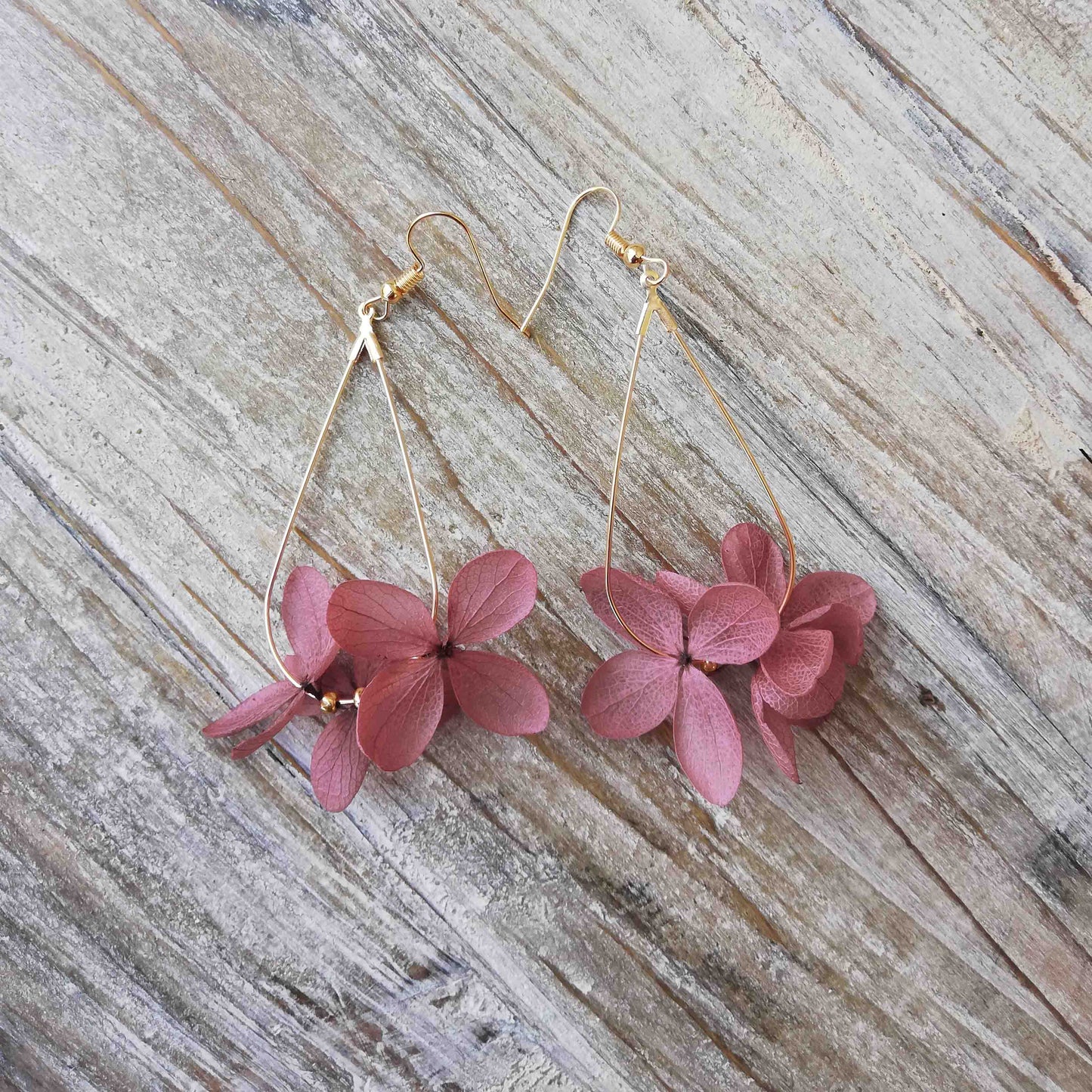 Boucle d'oreilles violet clair en fleurs séchées