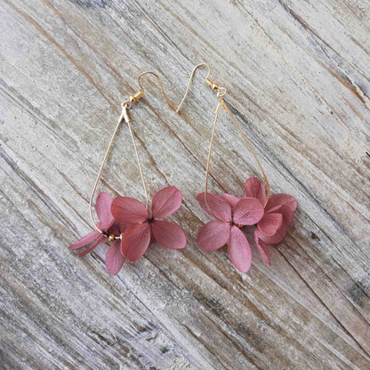 Boucle d'oreilles violet clair en fleurs séchées