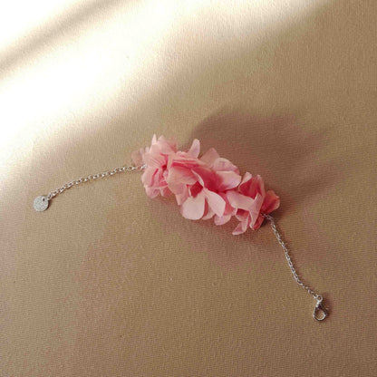 Bracelet rose en fleurs stabilisées