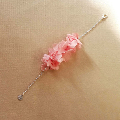 Bracelet rose en fleurs stabilisées