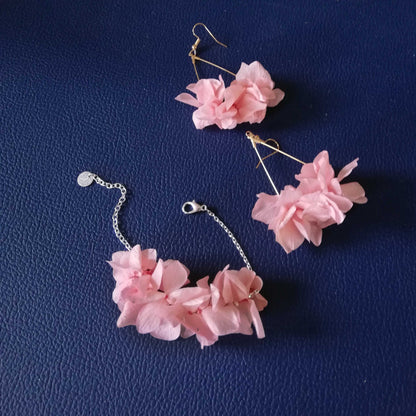 Bracelet rose en fleurs stabilisées