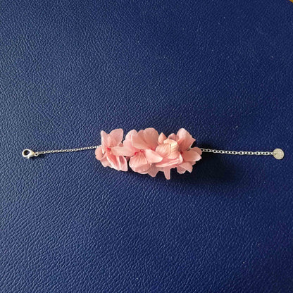 Bracelet rose en fleurs stabilisées