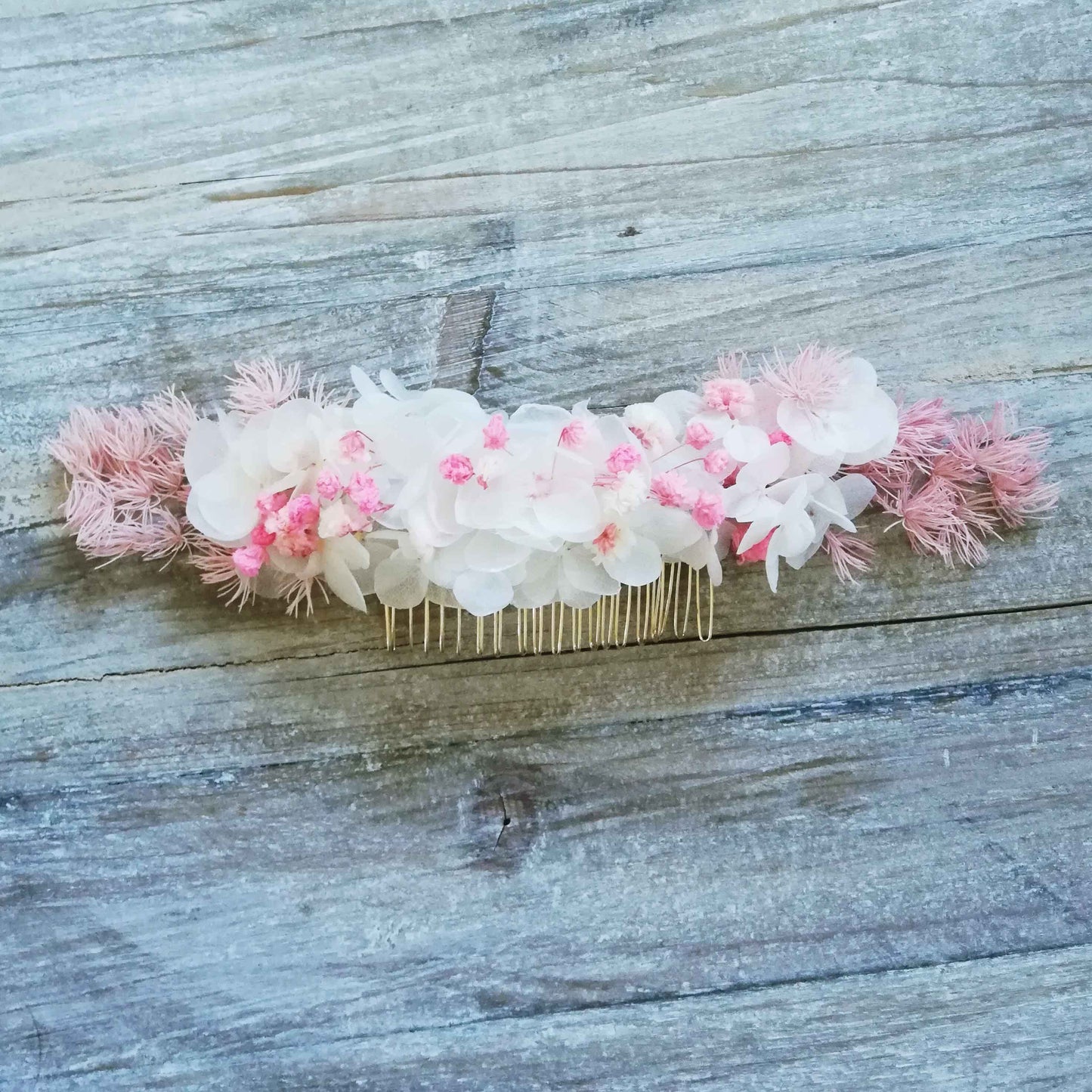Peigne en fleur rose