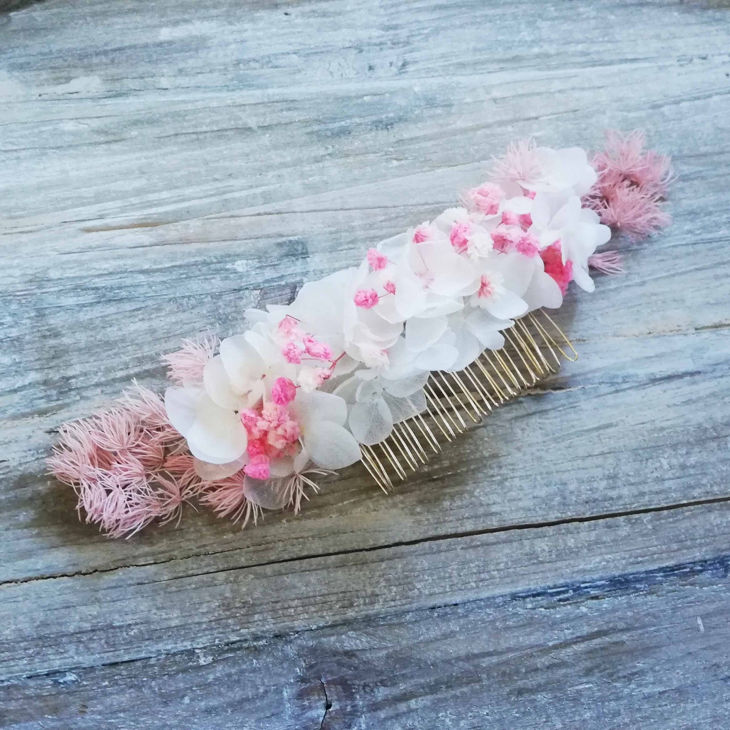 Peigne en fleur rose