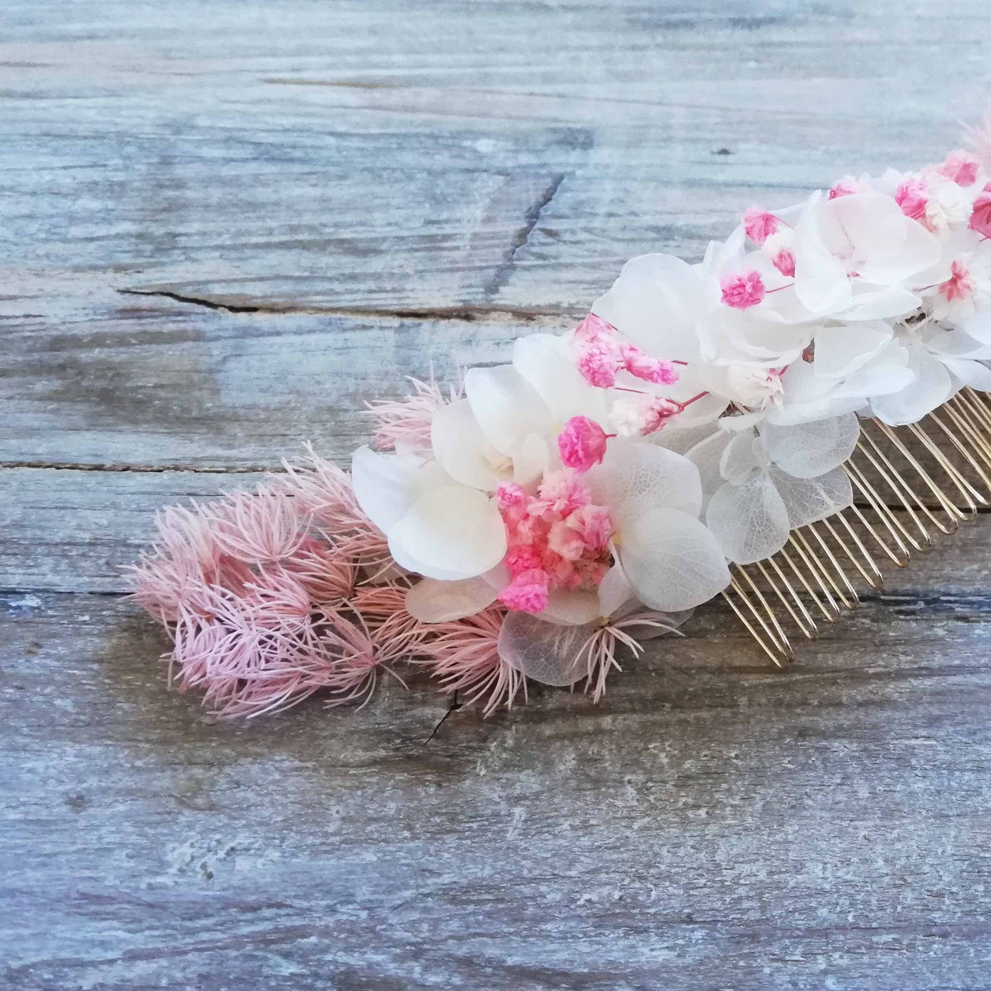 Peigne en fleur rose