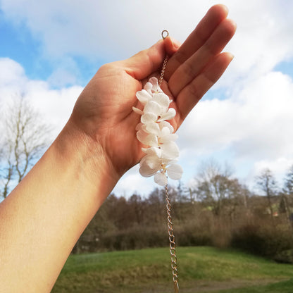 Bracelet de mariage en fleur stabilisées , bijoux en fleurs séchées