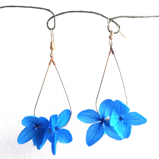 Boucles d'oreille en fleurs stabilisées Bleu