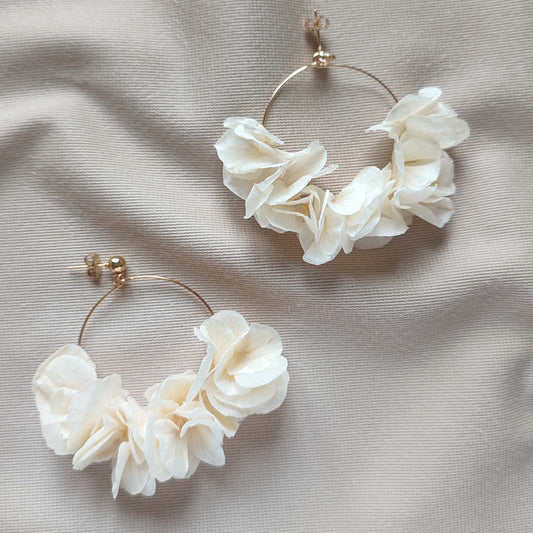 Boucles d'oreilles  floral stabilisées et séchée