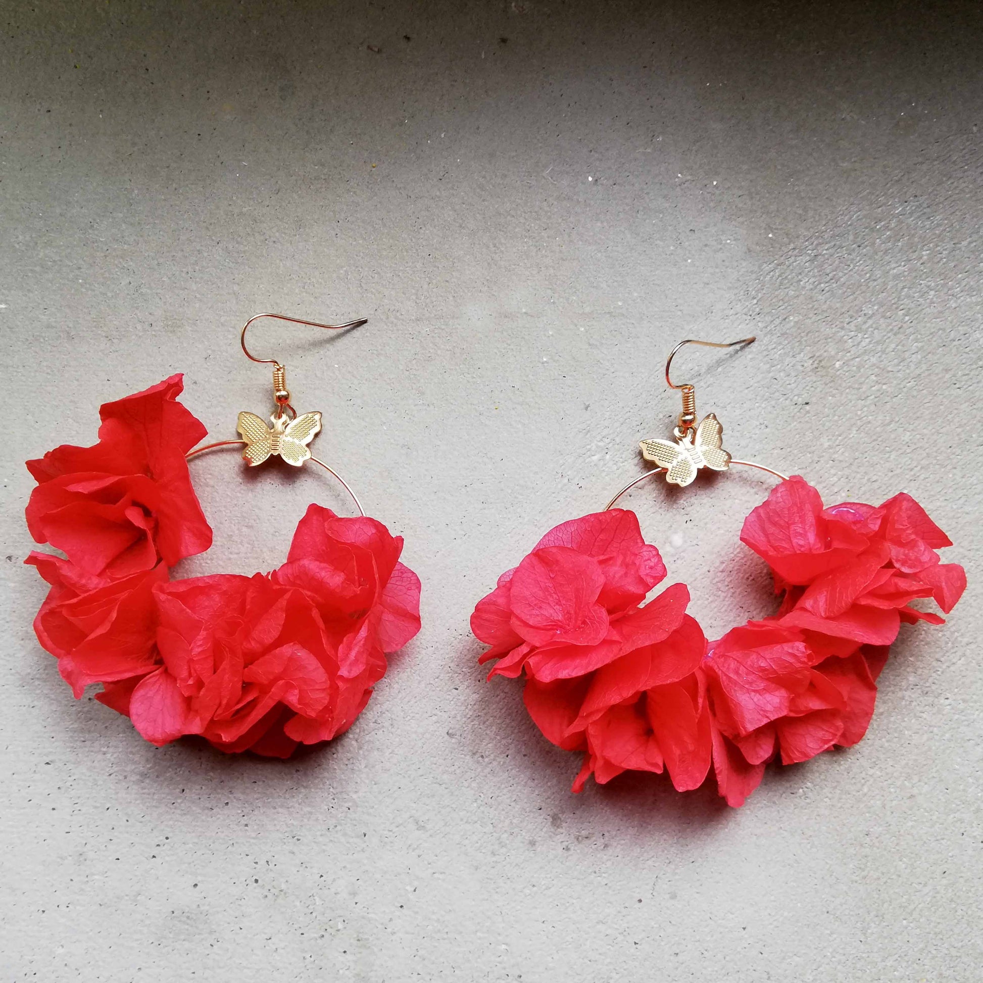 Boucles d'oreilles  floral stabilisées et séchée