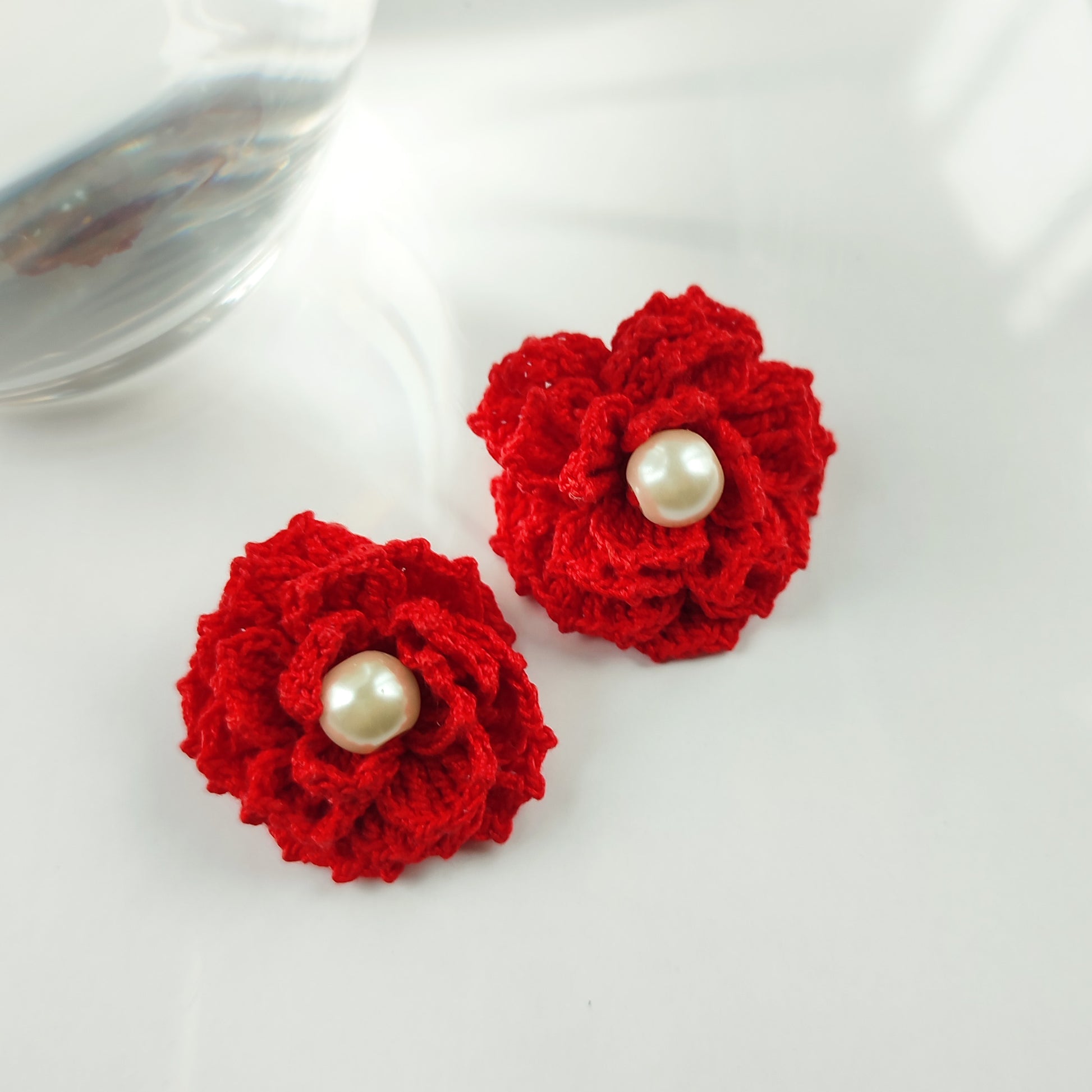 boucles d'oreilles rouges  à clips