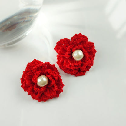 boucles d'oreilles rouges  à clips