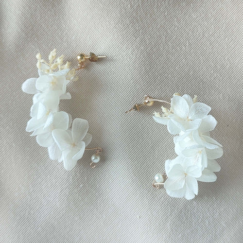 Boucles d'oreilles en fleurs stabilisées blanc