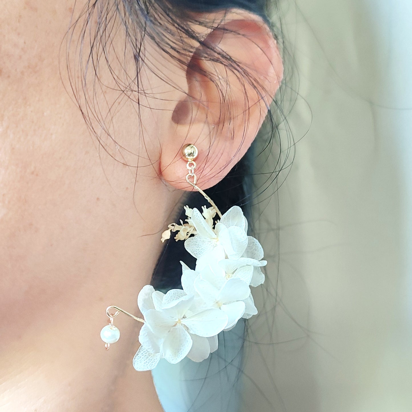 Boucles d'oreilles  floral stabilisées et séchée