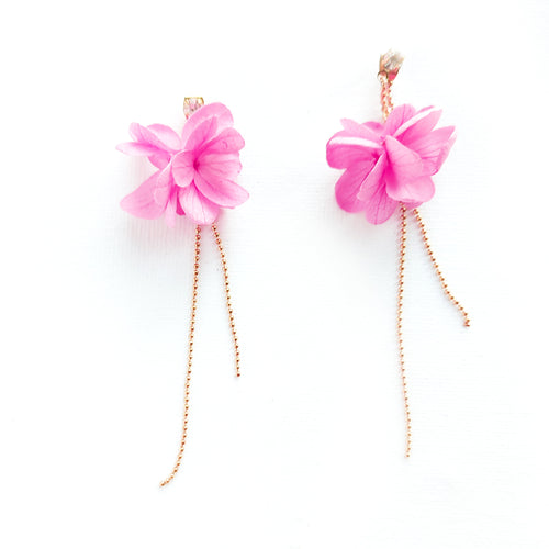 Boucles d'oreilles en fleurs stabilisées rose