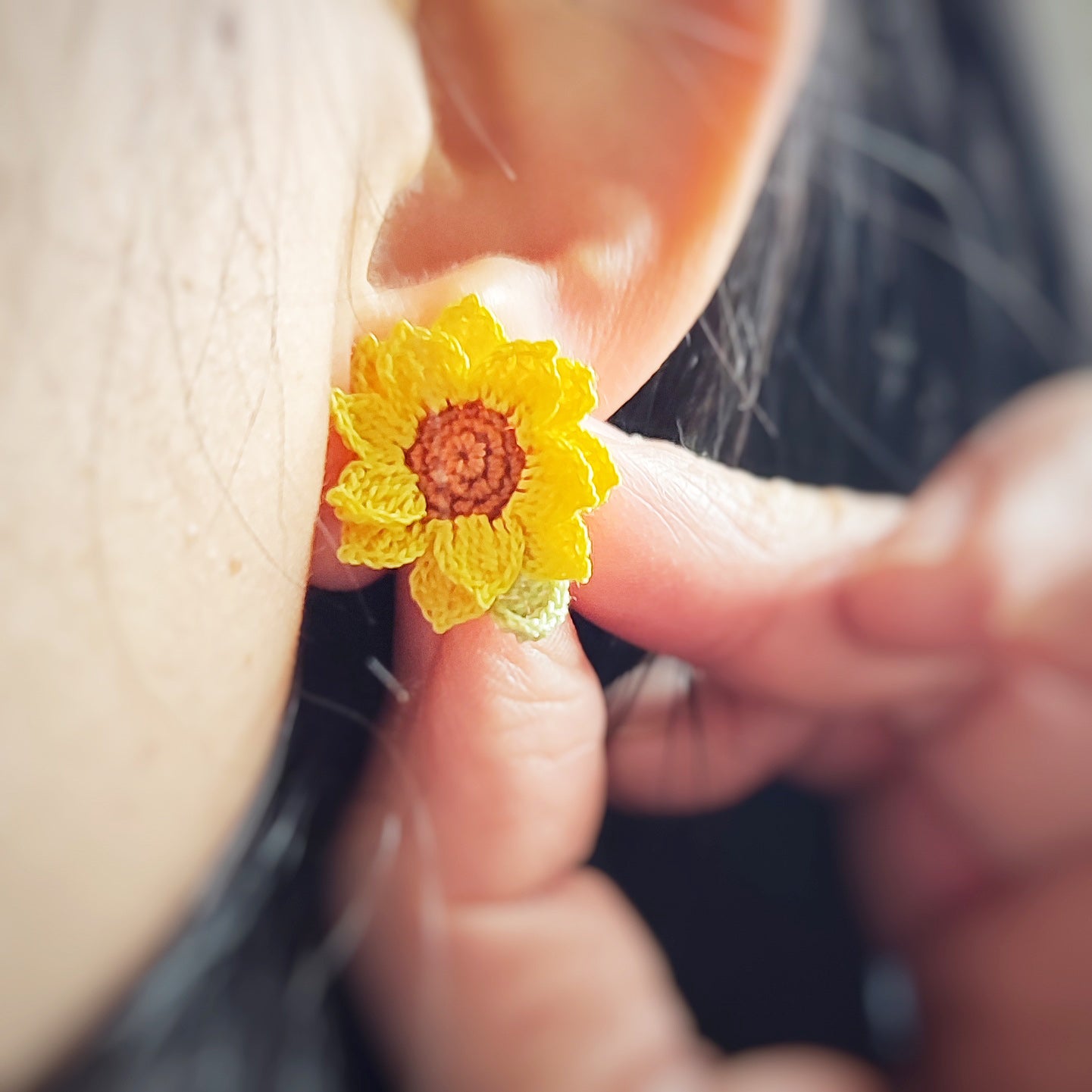 Boucles d’oreilles Puces Crochet Fleurs