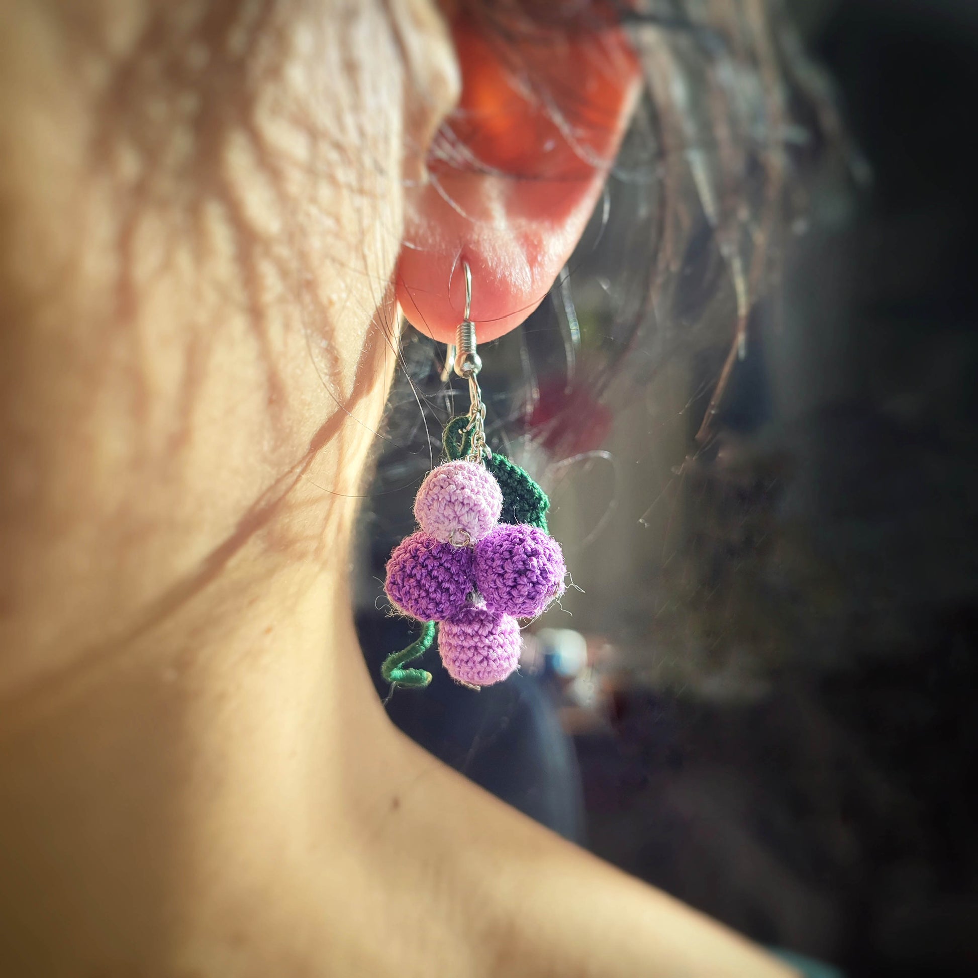 boucles d'oreilles raisins au crochet