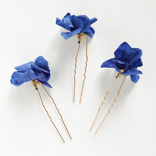 peigne de mariage en fleurs bleus 